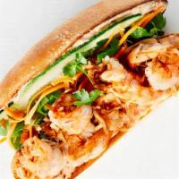 Coconut Tiger Shrimp Sandwich · Coconut Milk Marinated Tiger Shrimp. Served with cucumber, pickled carrots, cilantro and chi...