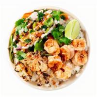 Coconut Tiger Shrimp Rice Bowls · Coconut Tiger Shrimp with grilled seasonal vegetables, chili yogurt and chive lime vinaigret...