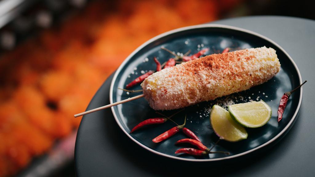 Esquites Chilangos · Grilled Mexican Street Corn With Chipotle Mayo, Sprinkled With Mexican Tajín & Salty Cotija Cheese