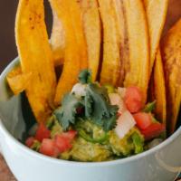 Guacamole & Plantain Chips · Ripe Avocado Dip, Served with House Made Salty Plantain Strips