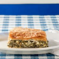 Gyro And Spinach Pie · Served with a cup of soup or tossed salad or Greek salad and choice of vegetable or potato o...