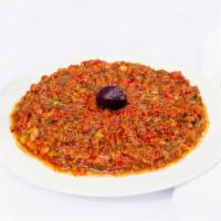 Spicy Ezme · Spicy. Acili ezme. A mixture of hot and spicy, extremely fine chopped vegetables.