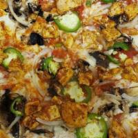 Arca Pizza · Chicken, mushroom, onions and jalapeños.