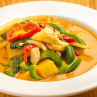 Uncle New'S Crab Curry · House made yellow curry sauce, coconut milk, pepper, onion, and pineapple.