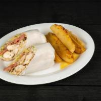 Chicken Or Pork Souvlaki Wrap · Chicken or Pork Souvlaki, tomatoes, red onions and tzatziki in your choice of wrap.