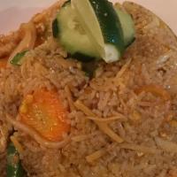 Red Fried Rice · Spicy. Bamboo, bell pepper, basil, green string bean, and red curry paste. Spicy. egg