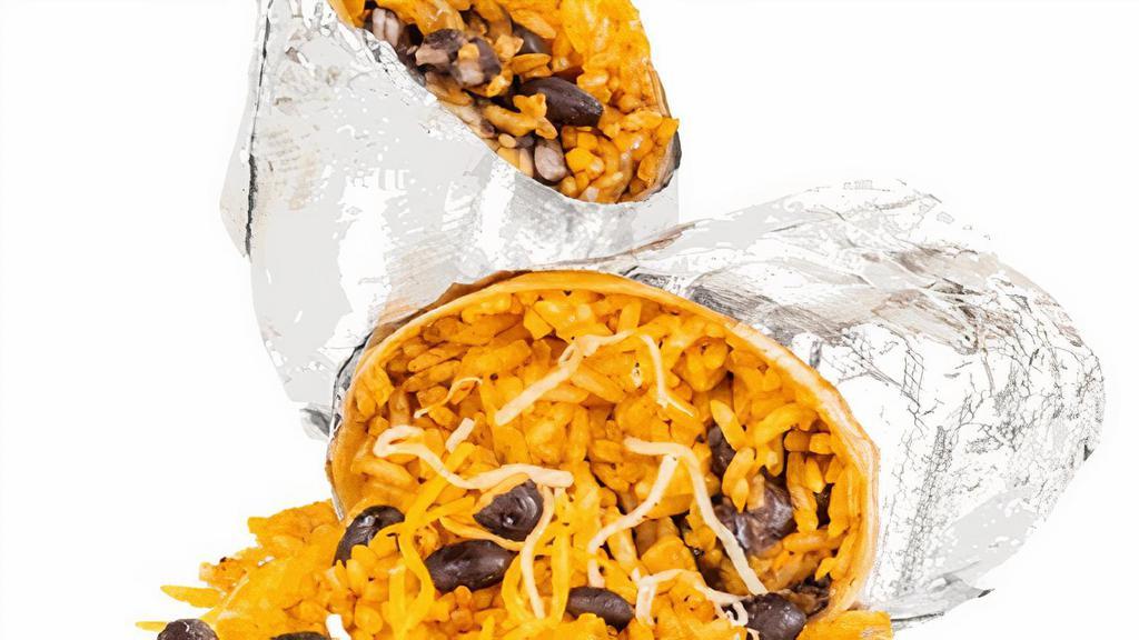 Rice, Bean & Cheese Burrito · BURRITO – mexican rice or brown rice, black beans and cheese