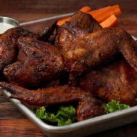 Bbq Chicken Wings · Virgil’s Famous Smoked Whole Chicken Wings with Bleu Cheese Dip