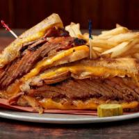 Texas Beef Brisket Melt · Slow Smoked Texas Beef Brisket on Rye with Melted Cheddar Cheese & Grilled Onions