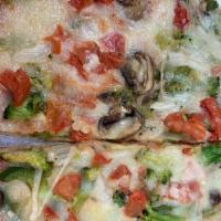 Vegetarian Delight Pizza · Fresh tomato, fresh mushrooms, bell pepper, broccoli and onions.