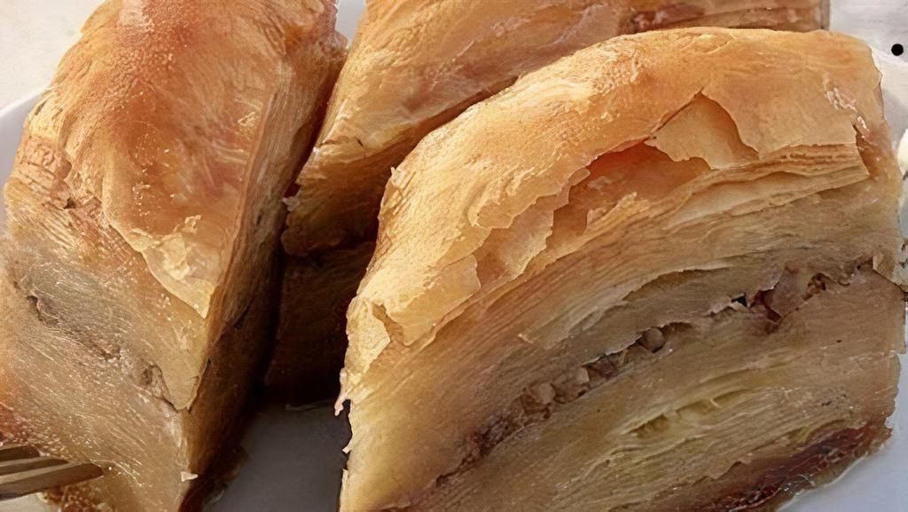 Baklava (1) · Classic baklava made with honey, nuts, phyllo dough, dairy free