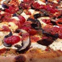 Margherita Pizza · Fresh mozzarella cheese, plum tomato sauce, fresh basil.