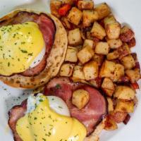 Classic Benedict · Hollandaise, choice of pecan shoulder bacon, crumbled chorizo, or smoked salmon.