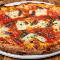 Napoli · Fiammante San Marzano DOP tomato sauce, Fior Di Latte, Cetara anchovies, oregano, EVOO