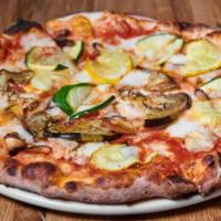 Vegetariana Pizza · Fiammante San Marzano DOP tomato sauce, Fior di Latte, mixed seasonal vegetables, EVOO