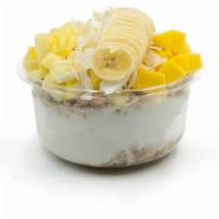 Coconut Craze Coconut Bowl · Coconut blend topped with granola, banana, pineapple, mango, coconut flakes, and honey. Coco...