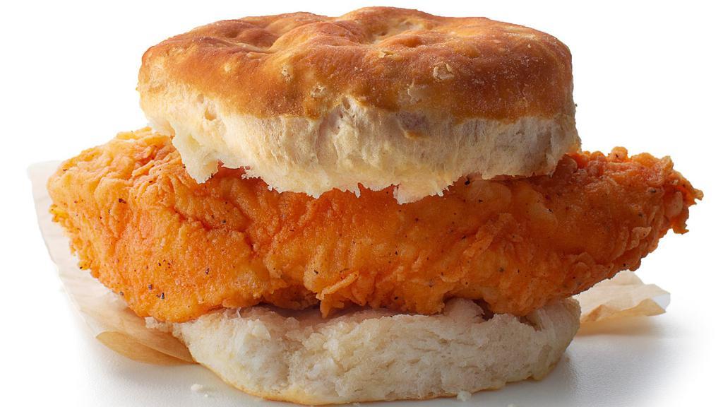 Breaded Chicken Biscuit · Double Breaded Chicken Tender on a Fresh Baked Biscuit.