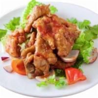 Salt And Pepper Pork Chop 椒盐猪扒 · Spicy. Wok-tossed with bell pepper, onion, scallion and five-spice powder. Served with rice.