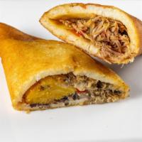 Empanada Pabellón · Cheese, beef, black beans, sweet plantain.