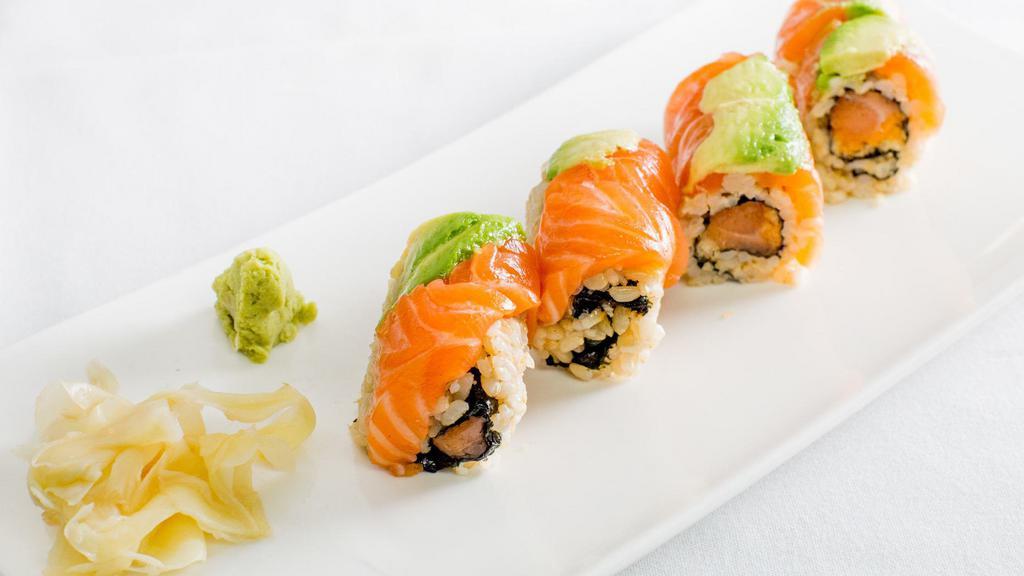 The Gantry · Eight pieces Crunchy spicy salmon topped with salmon and avocado.