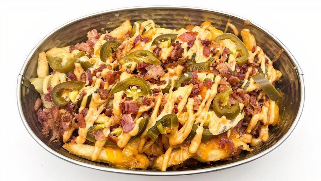 Southwest Fries · Bacon, cheddar, mozzarella, jalapenos, chipotle mayo