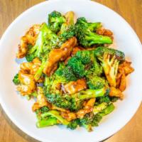 Chicken Sauteed · Choice of broccoli, mixed vegetables stung bean, or eggplant. Served with white rice. Spicy.