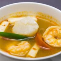 Lemongrass Seafood Soup · Spicy. Shrimp, scallop, crab meat, prince mushroom and coconut milk.