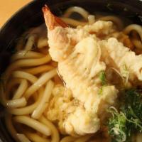 Tempura Udon Soup · Shrimp and vegetable tempura.