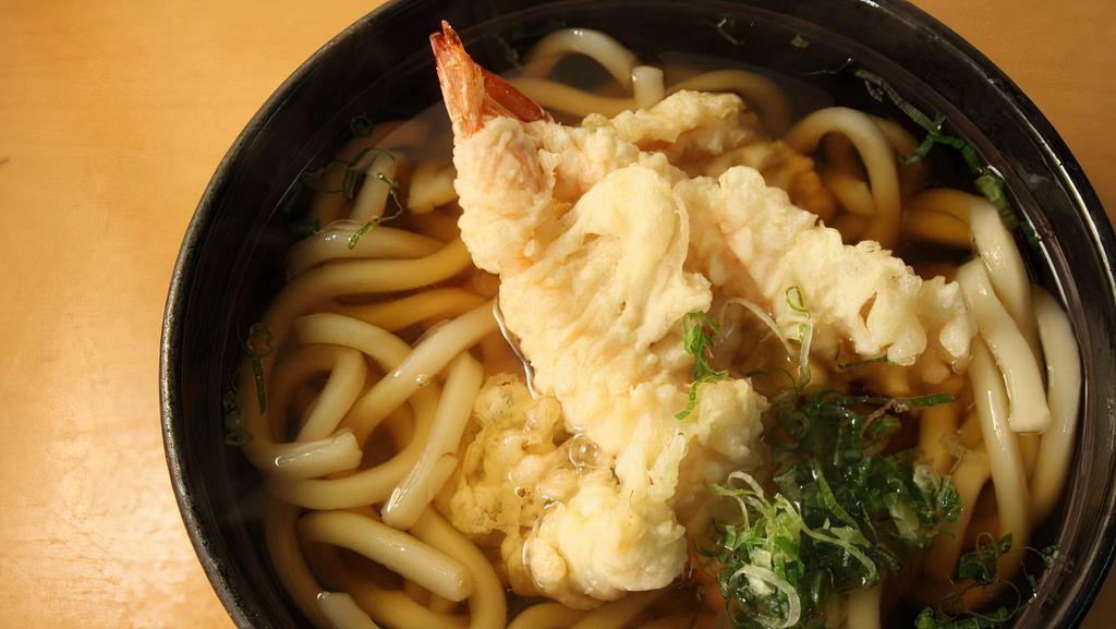 Tempura Udon Soup · Shrimp and vegetable tempura.