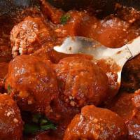 Previti Meatballs (3) · homemade meatballs with a marinara sauce & basil served with a dollop of fresh ricotta
