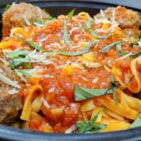 Spaghetti & Meatballs · ~ fresh spaghetti pasta w/marinara sauce & meatballs