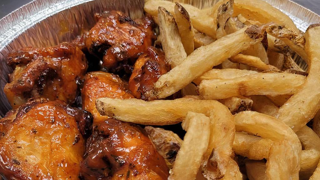 Wings & Hand-Cut Fries(Lunch) · ~ 6 wings w/sweet habanero, calabrian chili or honey bbq sauce
~ hand-cut fries