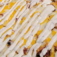 Cheesy Grilled Chicken Bacon Ranch(Lunch) · ~ grilled chicken
~ bacon
~ melted cheddar cheese
~ drizzled ranch dressing