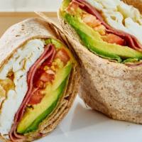 Smoked Turkey Bacon Flatbread Breakfast · Egg whites, smoked turkey, avocado and grilled tomatoes.