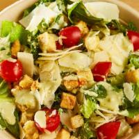 Hello Caesar Salad · Local shredded kale, chopped romaine, cherry tomatoes, croutons, parmesan cheese and pepita ...