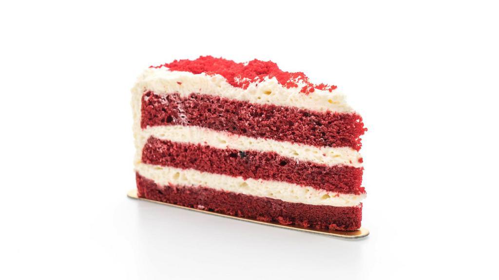 Red Velvet Cake · Large slice of our delicious red velvet cake.
