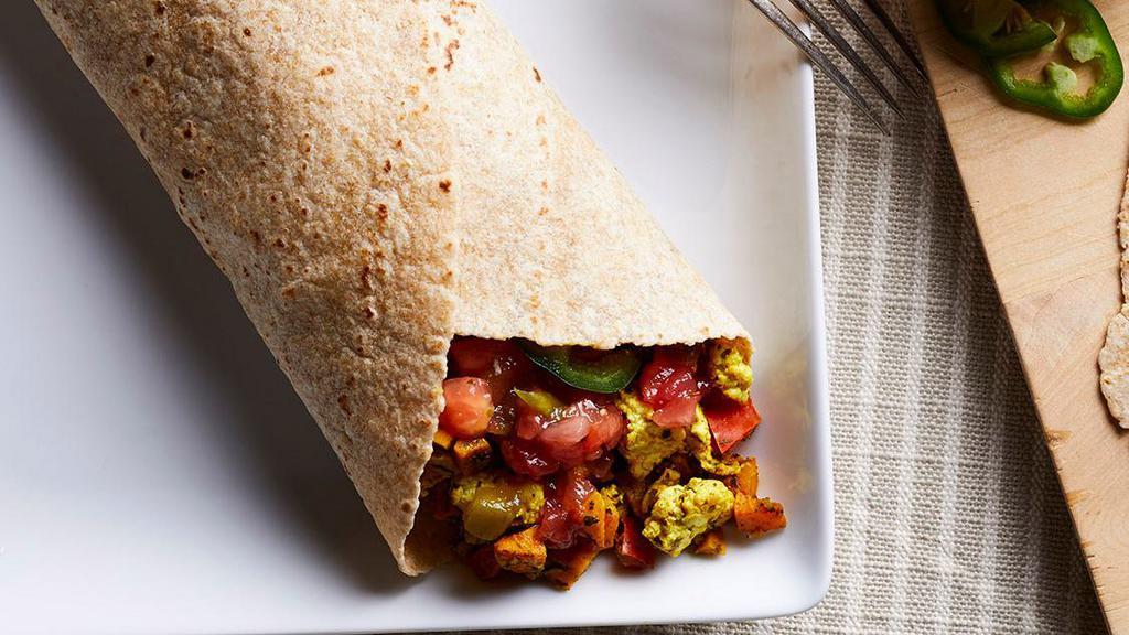 All Veggie Wrap- Breakfast · Three eggs, green peppers, onions, mushrooms, and tomato on wrap.