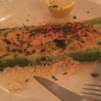 Asparagi Gratinati · Al dente Asparagus, golden Parmesan Crust, Shallots