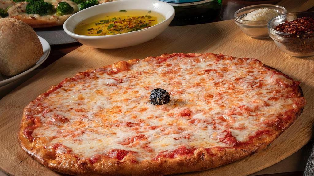 Cheese Pizza · Our famous freshly-made dough topped with our house-made tomato sauce, Pecorino Romano & fresh mozzarella .