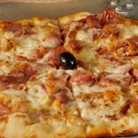 Nolio · Parma-style prosciutto, caramelized onions, lightly seasoned cream sauce topped with mozzare...