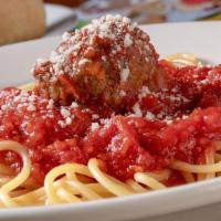 Kids Spaghetti & Meatball · Spaghetti with tomato sauce and one meatball