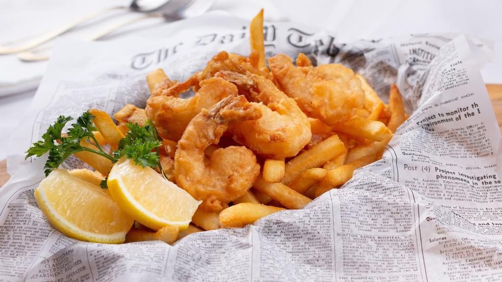 Shrimp Basket · Crispy golden shrimp, served with fries.