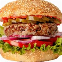 Hamburger · Juicy all beef patty served between toasted buns.