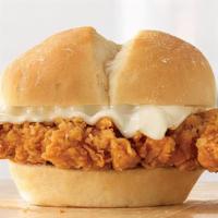 Chicken Slider · Crispy chicken tender and Swiss cheese on a warm slider style bun. Visit arbys.com for nutri...