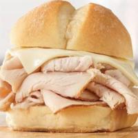 Turkey Slider · Thinly sliced roast turkey and Swiss cheese on a warm slider style bun. Visit arbys.com for ...