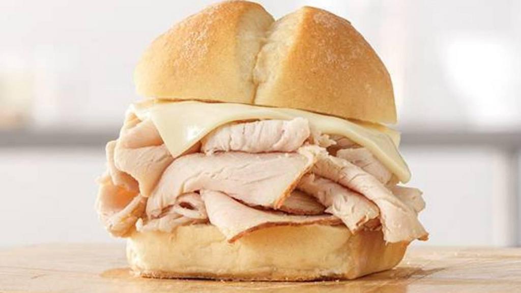 Turkey Slider · Thinly sliced roast turkey and Swiss cheese on a warm slider style bun. Visit arbys.com for nutritional and allergen information.