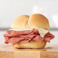Roast Beef Slider · Thinly sliced roast beef and Swiss cheese on a warm slider style bun. Visit arbys.com for nu...