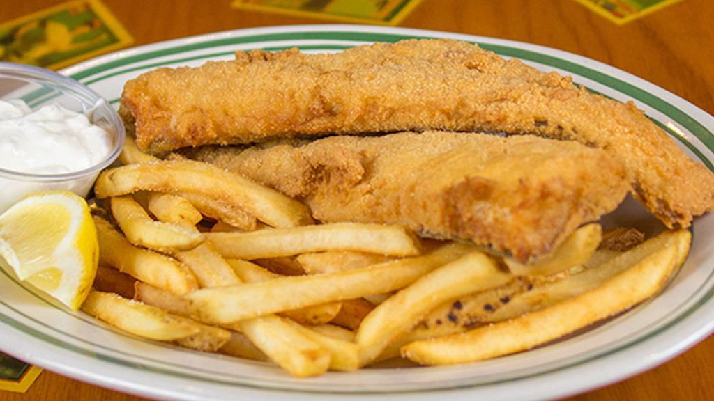 Fish Fry Haddock Dinner · Lightly breaded haddock with choice of potato, coleslaw and tartar sauce.