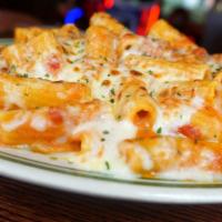 Baked Ziti · A generous portion of ziti tossed in our own marinara sauce with Romano and mozzarella chees...