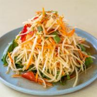 Papaya Salad · Medium. Green papaya, tomato, string bean, carrot with thai spicy lime dressing.
